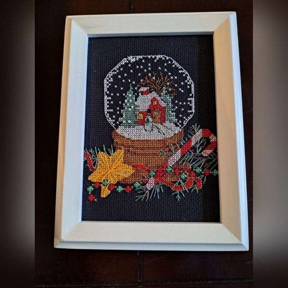 Framed Snow Globe Counted Cross Stitch - Picture 1 of 6